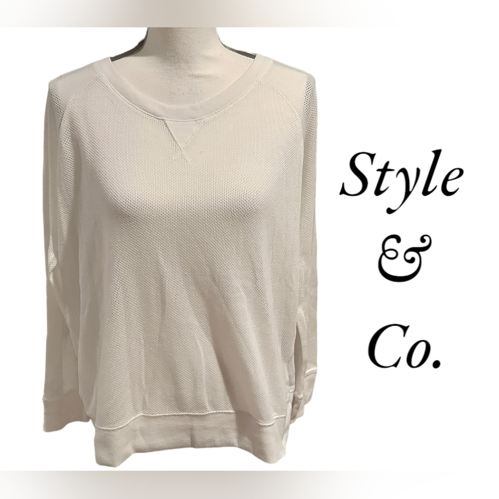 Style & Co top white womens size large